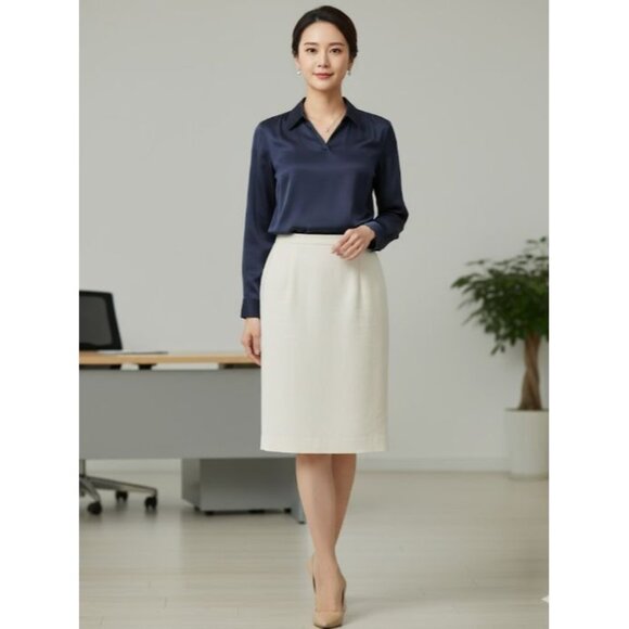 NWT Pendleton 100% Wool Pleated Front Pencil Skirt White Women's Petite Size 12 - Picture 1 of 13